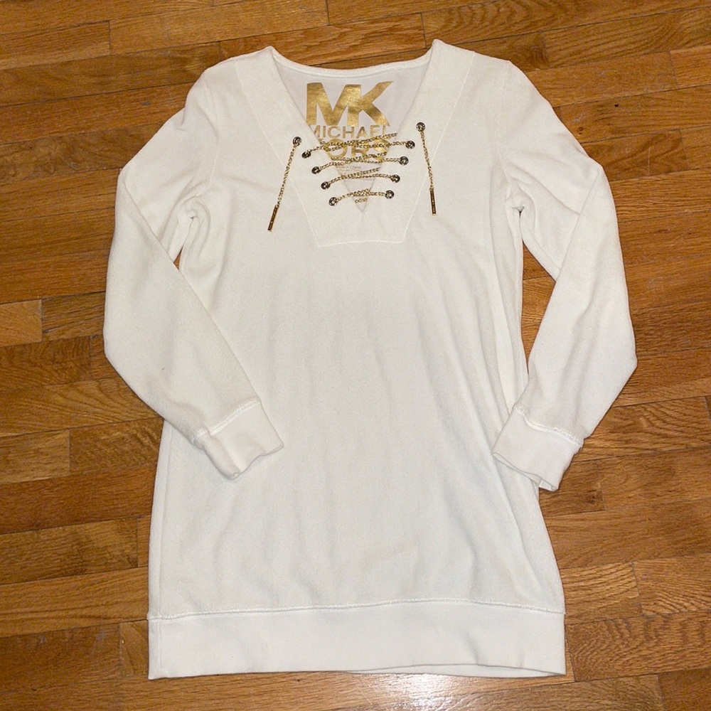 Michael Kors terry dress cover up gold chain size S